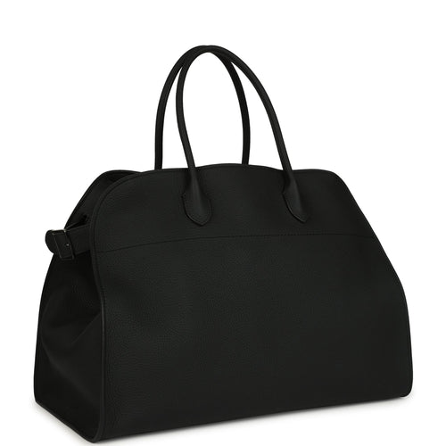 The Row Soft Margaux 17 Bag Black Calfskin Silver Hardware