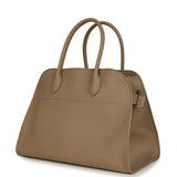 The Row Soft Margaux 12 Bag Dark Taupe Calfskin Silver Hardware