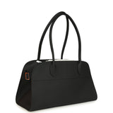 The Row Soft Margaux Shoulder 12 Bag Black Calfskin Silver Hardware