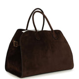 The Row Soft Margaux 15 Bag Mocha Suede Gold Hardware