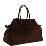 The Row Soft Margaux 17 Bag Mocha Suede Gold Hardware