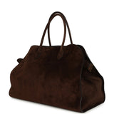 The Row Soft Margaux 17 Bag Mocha Suede Gold Hardware