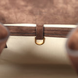 The Row Soft Margaux 17 Bag Mocha Suede Gold Hardware
