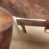 The Row Soft Margaux 17 Bag Mocha Suede Gold Hardware