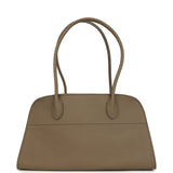 The Row Margaux Shoulder 12 Bag Smoked Taupe Calfskin Silver Hardware