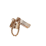 Pre-owned Hermes Kelly Cadenas Double Ring 18K Rose Gold & Diamonds