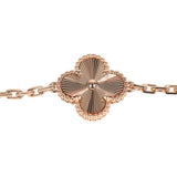 Van Cleef & Arpels Vintage Alhambra 5 Motif Bracelet Carnelian Guilloche 18K Rose Gold Hardware