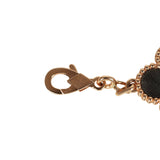 Van Cleef & Arpels Vintage Alhambra 5 Motif Bracelet Silver Obsidian 18K Rose Gold Hardware