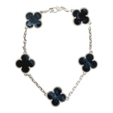 Van Cleef & Arpels Vintage Alhambra 5 Motif Bracelet Pietersite 18K White Gold