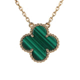 Van Cleef & Arpels Vintage Alhambra Motif Pendant Necklace Malachite 18K Yellow Gold