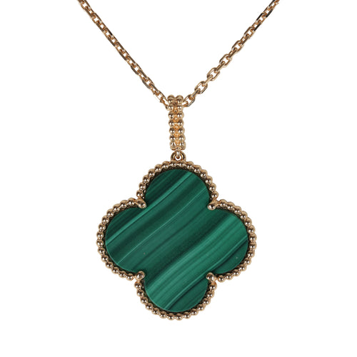 Van Cleef & Arpels Magic Alhambra Long Necklace 1 Motif Malachite 18K Yellow Gold Hardware