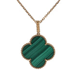 Van Cleef & Arpels Vintage Alhambra Motif Pendant Necklace Malachite 18K Yellow Gold