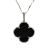 Pre-owned Van Cleef & Arpels Magic Alhambra Long Necklace 1 Motif Onyx 18K White Gold Hardware