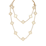 Van Cleef & Arpels Vintage Alhambra Clear Rock Candy Crystal 20 Motif Necklace 18K Yellow Gold