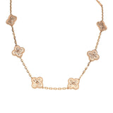 Van Cleef & Arpels Vintage Alhambra 10 Motif Necklace 18K Hammered Rose Gold Hardware