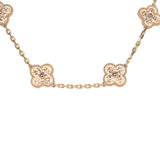 Van Cleef & Arpels Vintage Alhambra 10 Motif Necklace 18K Hammered Rose Gold Hardware