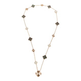 Van Cleef & Arpels Magic Alhambra Transformable 15 Motif Necklace White and Grey MOP 18K Rose Gold Guilloche