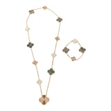 Van Cleef & Arpels Magic Alhambra Transformable 15 Motif Necklace White and Grey MOP 18K Rose Gold Guilloche