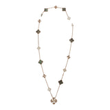Van Cleef & Arpels Magic Alhambra Transformable 15 Motif Necklace White and Grey MOP 18K Rose Gold Guilloche