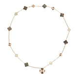 Van Cleef & Arpels Magic Alhambra Transformable 15 Motif Necklace White and Grey MOP 18K Rose Gold Guilloche