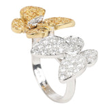 Van Cleef & Arpels Between The Finger "Two Butterfly" Ring Yellow Sapphire & Diamonds 18K White Gold