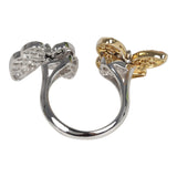 Van Cleef & Arpels Between The Finger "Two Butterfly" Ring Yellow Sapphire & Diamonds 18K White Gold