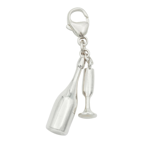 Bag Bestie Sterling Silver Champagne Bottle Charm