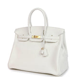Hermes Birkin 35 White Clemence Gold Hardware