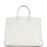 Hermes Birkin 35 White Clemence Gold Hardware