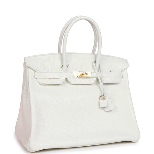 Hermes Birkin 35 White Clemence Gold Hardware