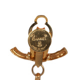 Vintage Chanel 24K Gold Plated Textured CC and Rhinestone Chandelier Clip Earrings