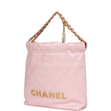 Chanel Mini 22 Bag Pink Calfskin Gold Hardware