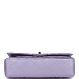 Chanel Medium Classic Double Flap Bag Purple Metallic Lambskin Silver Hardware