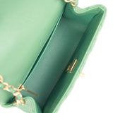 Chanel Pearl Crush Mini Square Flap Bag Dark Green Lambskin Antique Gold Hardware