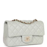 Chanel Mini Rectangular Flap Bag Light Grey Lambskin Light Gold Hardware