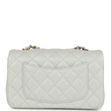Chanel Mini Rectangular Flap Bag Light Grey Lambskin Light Gold Hardware