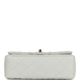 Chanel Mini Rectangular Flap Bag Light Grey Lambskin Light Gold Hardware
