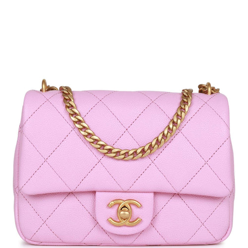 Chanel Sweetheart Crush Mini Rectangular Flap Bag Pink Caviar Antique Gold Hardware