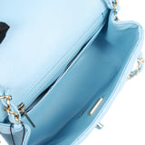 Chanel Mini Square Flap Bag Blue Lambskin Light Gold Hardware