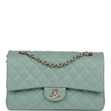 Chanel Medium Classic Double Flap Bag Green Caviar Light Gold Hardware