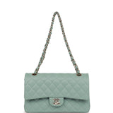 Chanel Medium Classic Double Flap Bag Green Caviar Light Gold Hardware