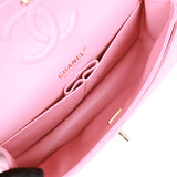 Chanel Medium Classic Double Flap Bag Dark Pink Caviar Light Gold Hardware
