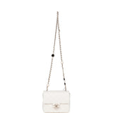 Chanel Sweet Mini Square Flap Bag White Lambskin Light Gold Hardware