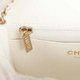 Chanel Sweet Mini Square Flap Bag White Lambskin Light Gold Hardware