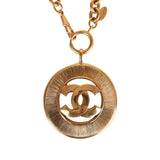 Vintage Chanel 24K Gold Plated Sunburst Interlocking CC Medallion Necklace
