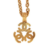 Vintage Chanel 24K Gold Plated Triple Interlocking CC Pendant Necklace
