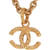 Vintage Chanel 24K Gold Plated Gold Lava CC Pendant Necklace