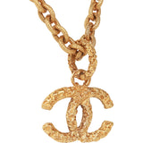 Vintage Chanel 24K Gold Plated Gold Lava CC Pendant Necklace