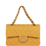 Chanel Small Classic Double Flap Yellow Caviar Light Gold Hardware