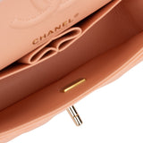 Chanel Small Classic Double Flap Peach Lambskin Light Gold Hardware